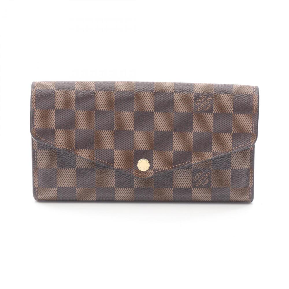 Louis Vuitton Portefeuille Sarah Damier Wallet Canvas Ebene Brown Rose Pink